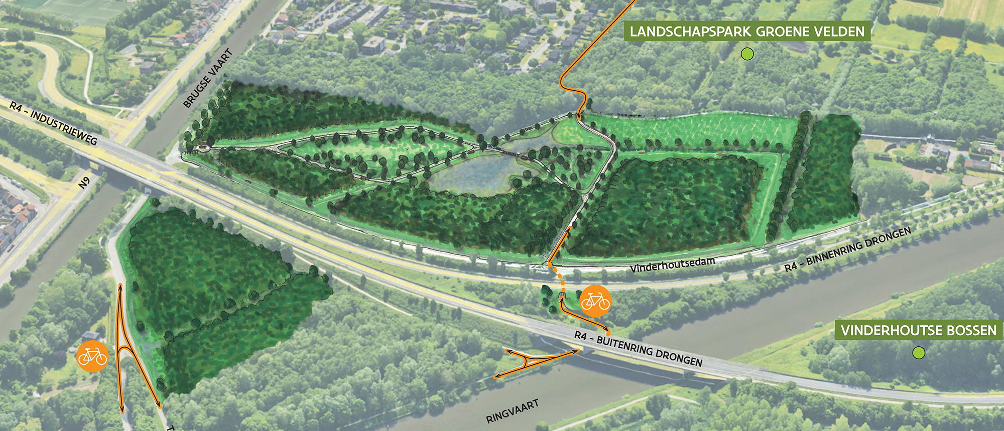 Inrichtingswerken Groene Velden Noord van start in groenpool Vinderhoutse Bossen
