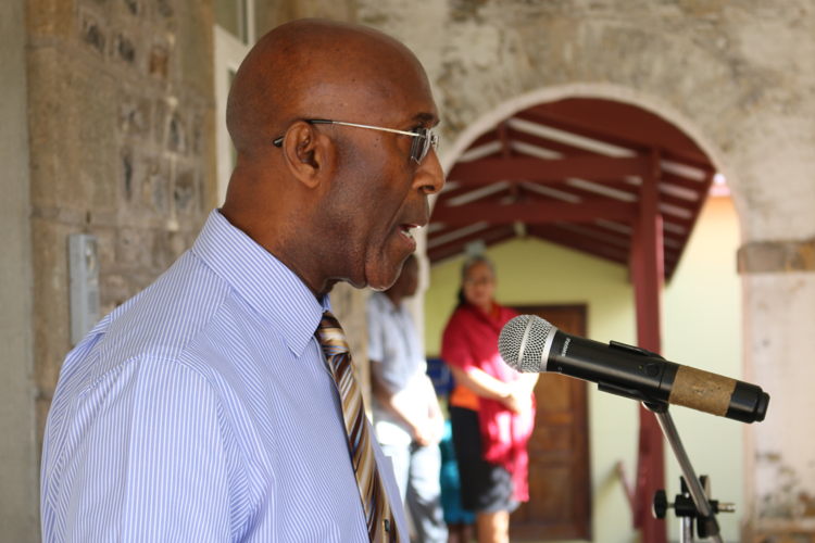 Ambassador Anthony Severin at the flag raising ceremony of the OECS Commission to celebrate the 44th Anniversary of Independence to Grenada