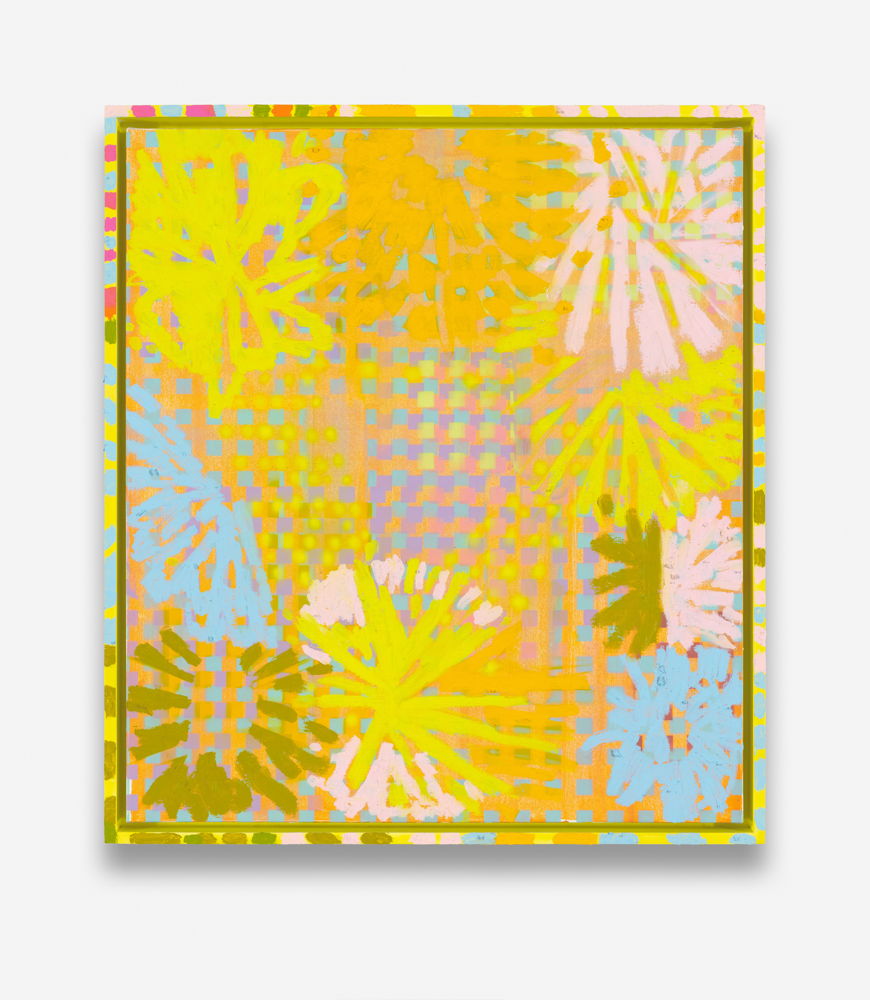 Keltie Ferris. Mirror Mirror, 2023 Oil and acrylic on canvas in artist's frame 121.92 x 109.2 x 6.3 cm. Fotografía, Mark Woods