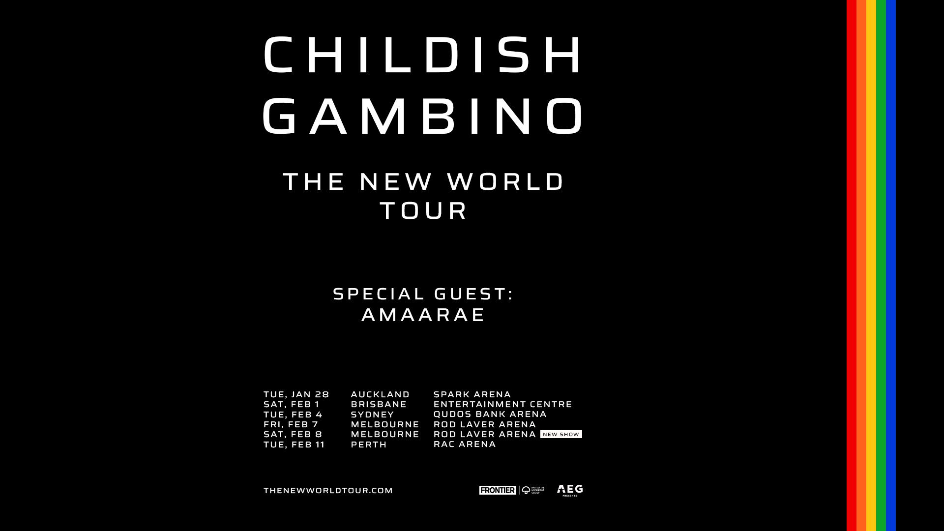 CHILDISH GAMBINO ADDS SECOND MELBOURNE SHOW TO THE NEW WORLD TOUR - JANUARY & FEBRUARY 2025