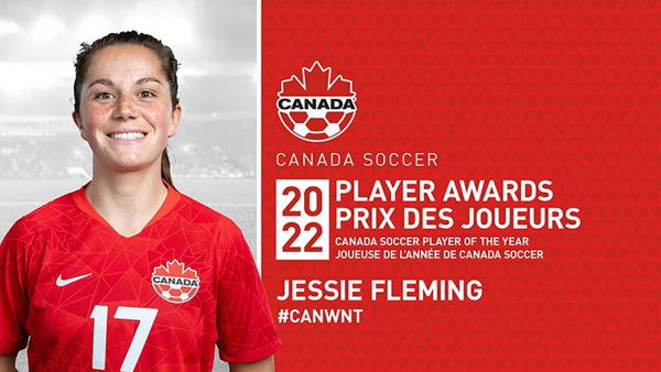 Jessie Fleming wins 2022 Canada Soccer Player of the Year
