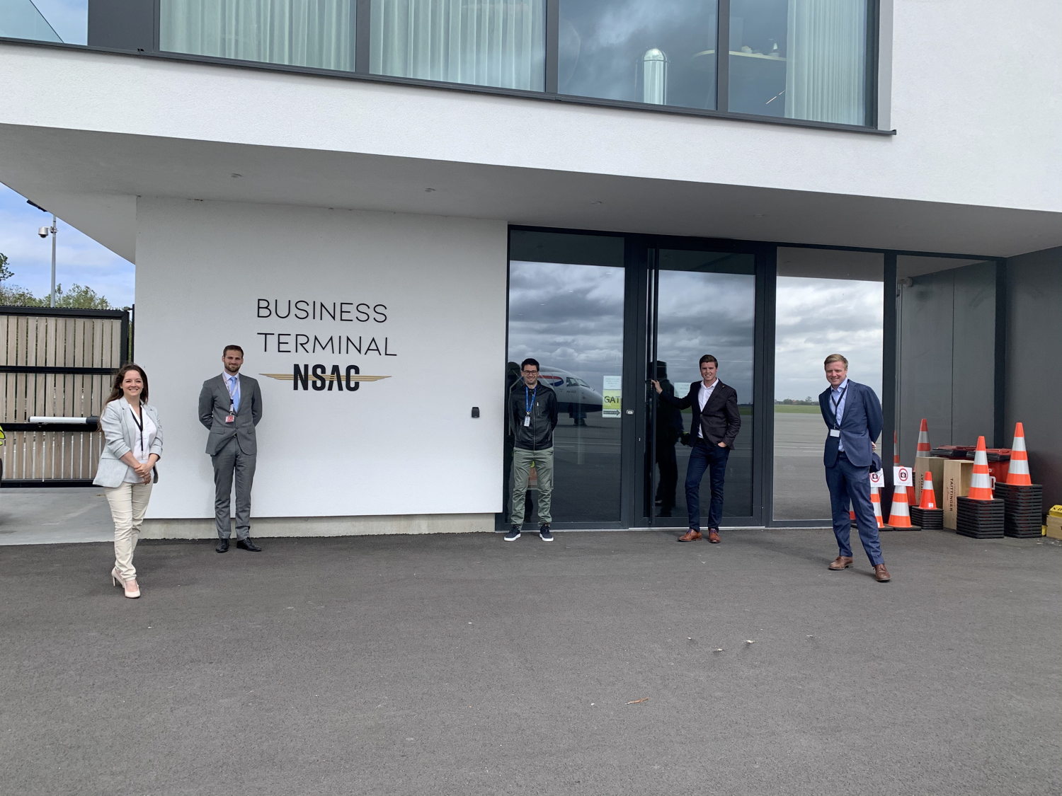 from left to right: Kelly Boswell  (The Aviation Factory), Gilles Cornelissen  (The Aviation Factory), Nicolas Janssen (Zeus Cargo), Erik Vermeersch (NSAC) & Thomas Van Meerbeeck (The Aviation Factory).