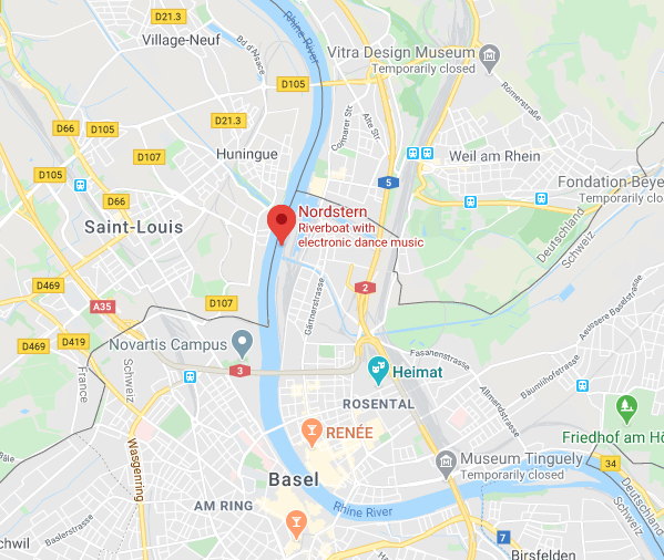 Nordstern's location on the Rhine River.