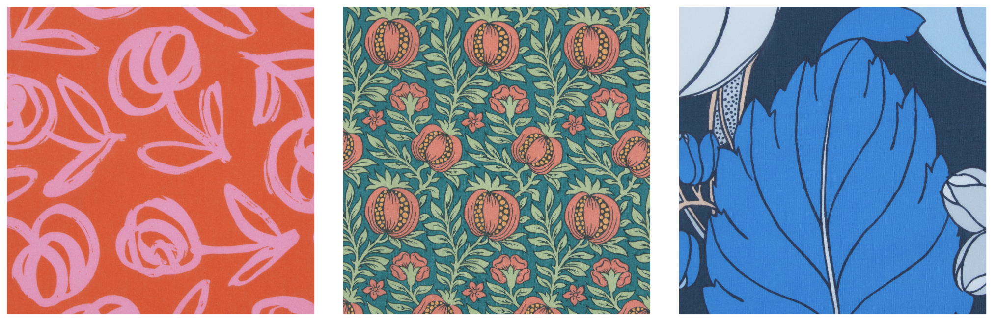 (L-R) Paintbrush Blossom, £29.95, I Am. We Are. Liberty. by Liberty; Pomegranate Leaf, £29.95, I Am. We Are. Liberty. by Liberty; Regency Petals, £29.95, I Am. We Are. Liberty. by Liberty (L-R) Paintbrush Blossom, £29.95, I Am. We Are. Liberty. by Liberty; Pomegranate Leaf, £29.95, I Am. We Are. Liberty. by Liberty; Regency Petals, £29.95, I Am. We Are. Liberty. by Liberty
