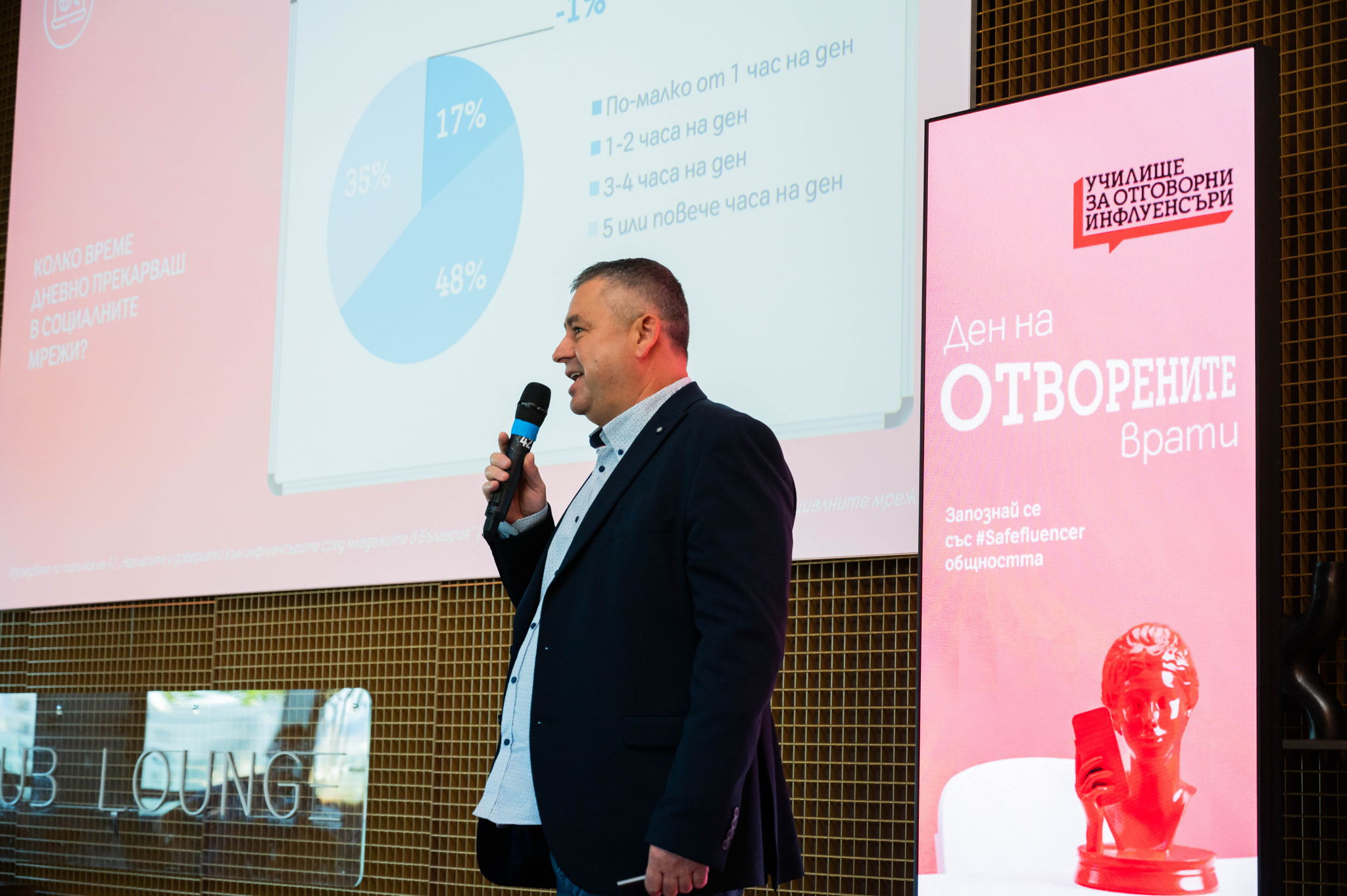 Юлиан Добрев от BluePoint представи резултатите от проучването „Нагласите и доверието към инфлуенсърите сред младежите в България“, проведено по поръчка на А1.