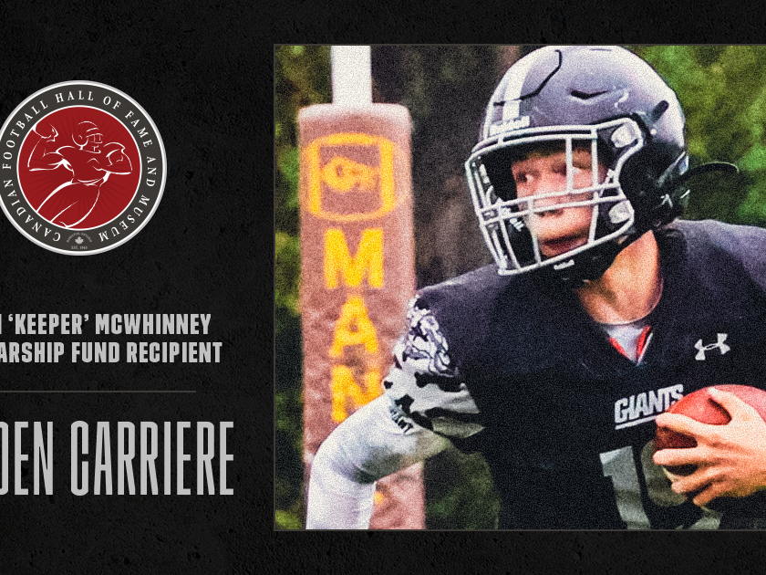 HAYDEN CARRIERE AWARDED GLENN ‘KEEPER’ MCWHINNEY SCHOLARSHIP
