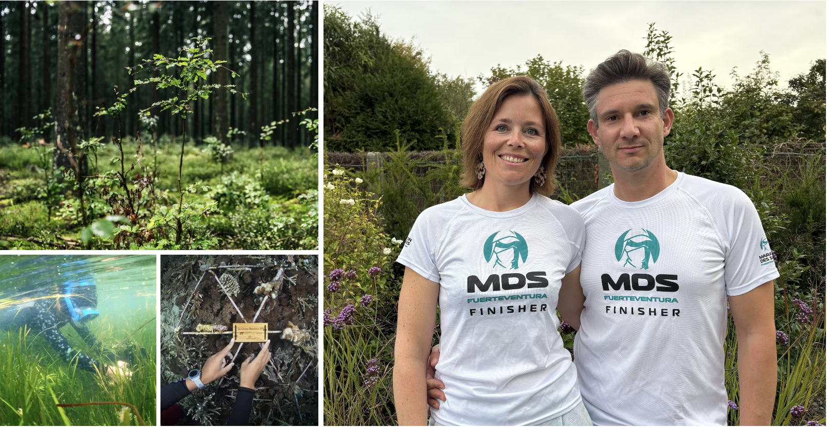 Links: De projecten van Go Forest en Go Ocean, Rechts: Delphine Van Hoecke en Steven Vandersteene Links: De projecten van Go Forest en Go Ocean, Rechts: Delphine Van Hoecke en Steven Vandersteene