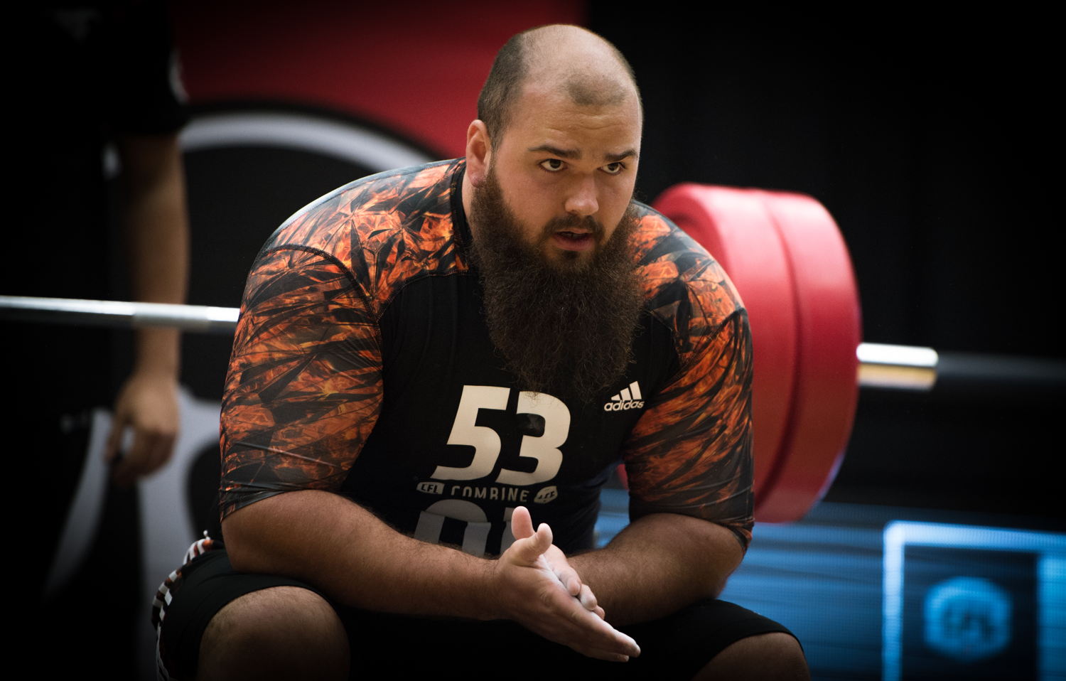 Philippe Gagnon led all prospects by completing 40 reps at the bench press. (CFL/Johany Jutras)