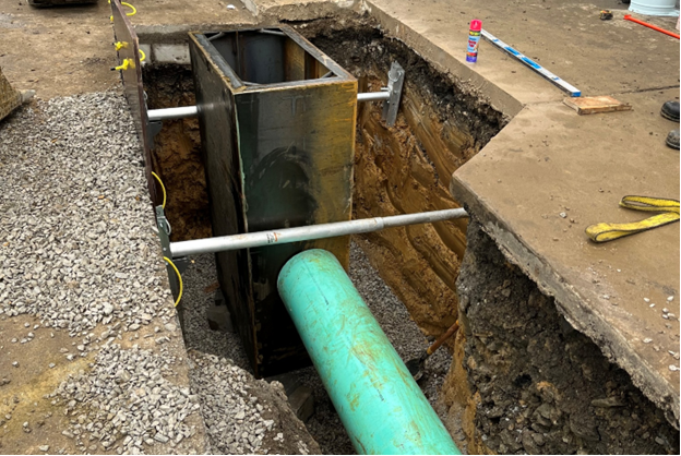 New catch basin being installed at Forbes Avenue and Jumonville Street in Uptown New catch basin being installed at Forbes Avenue and Jumonville Street in Uptown