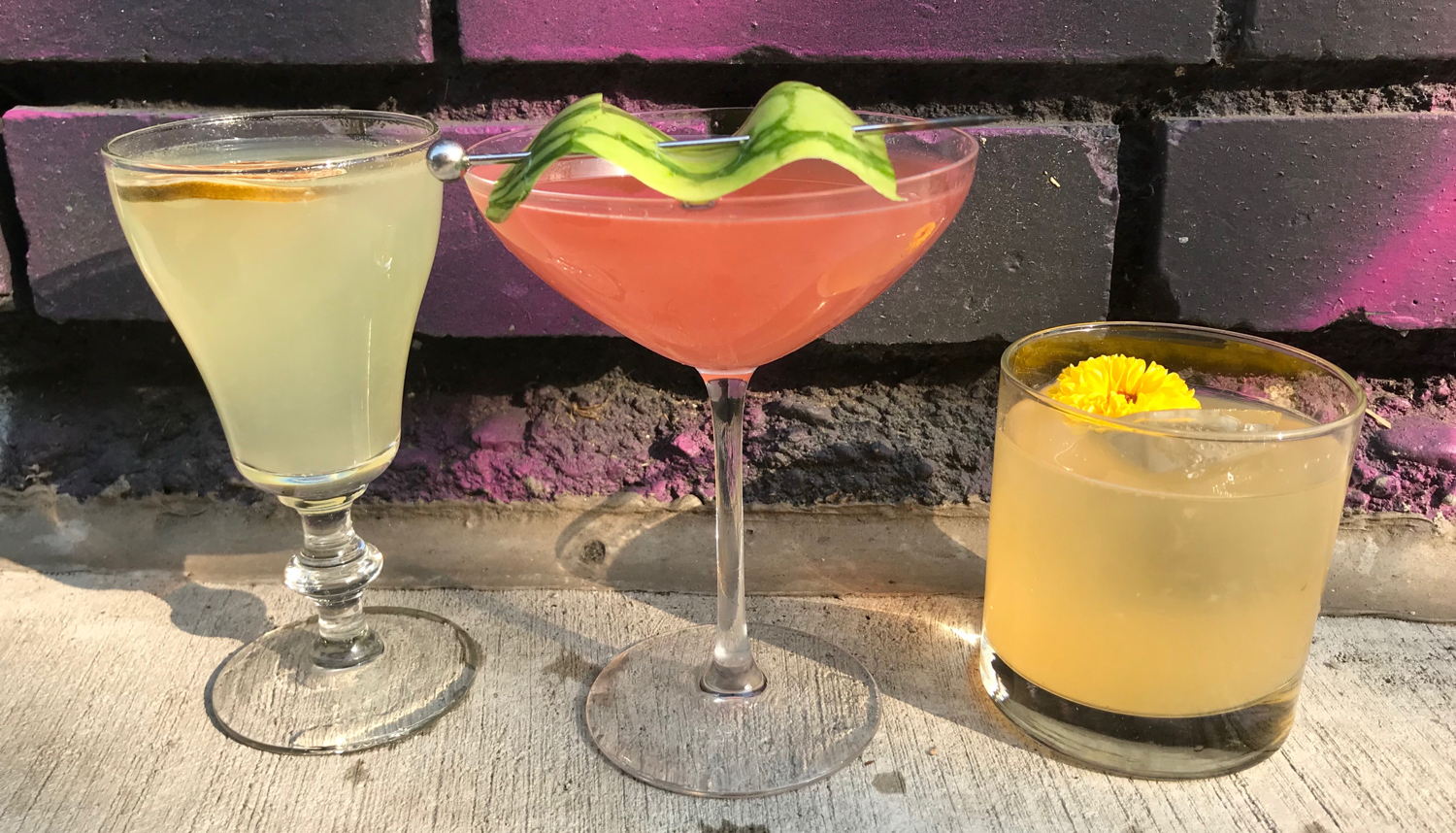 Rocky Ford Melon cocktail flight featuring The Family Jones spirits