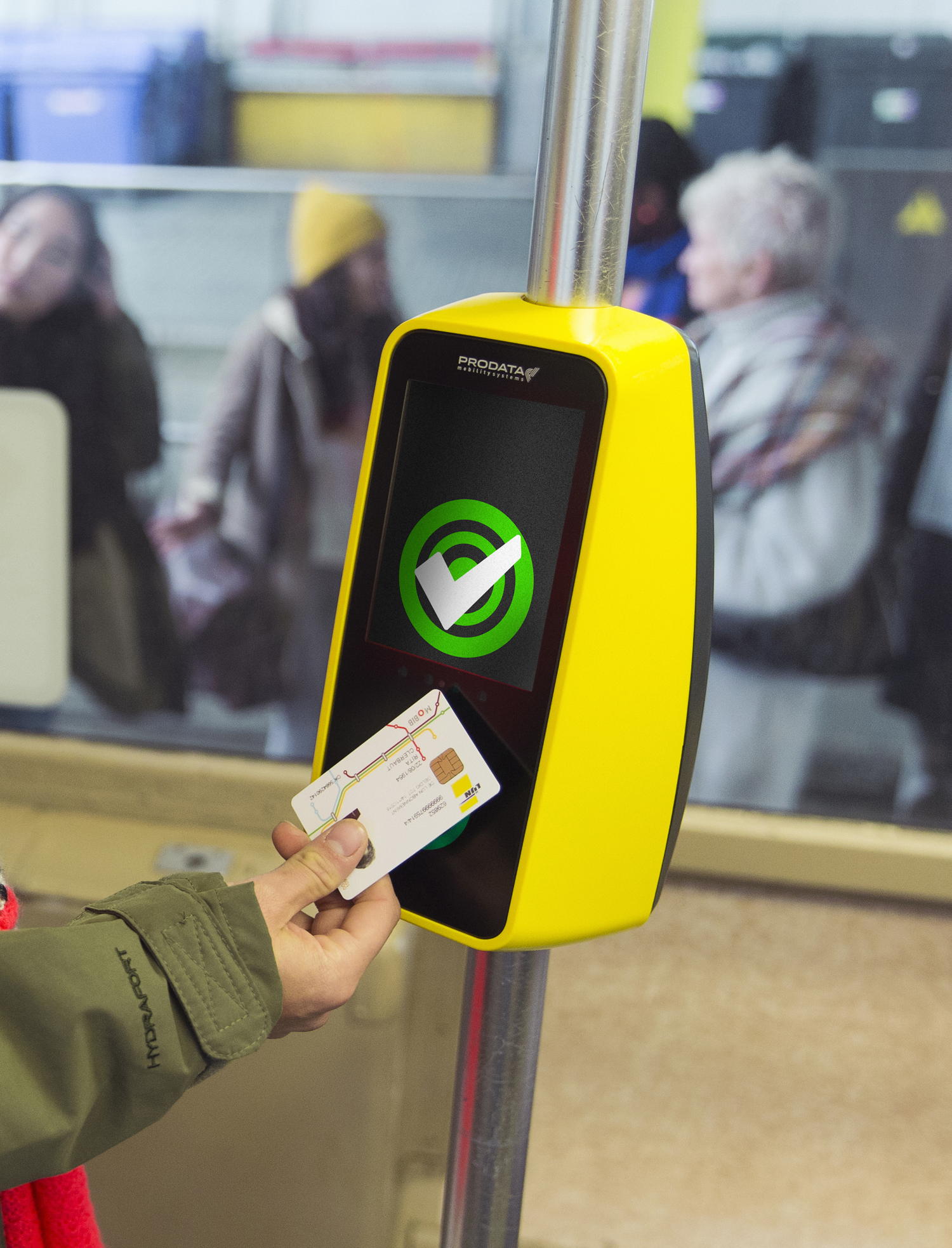 Een MOBIB-kaart voor het registratietoestel.