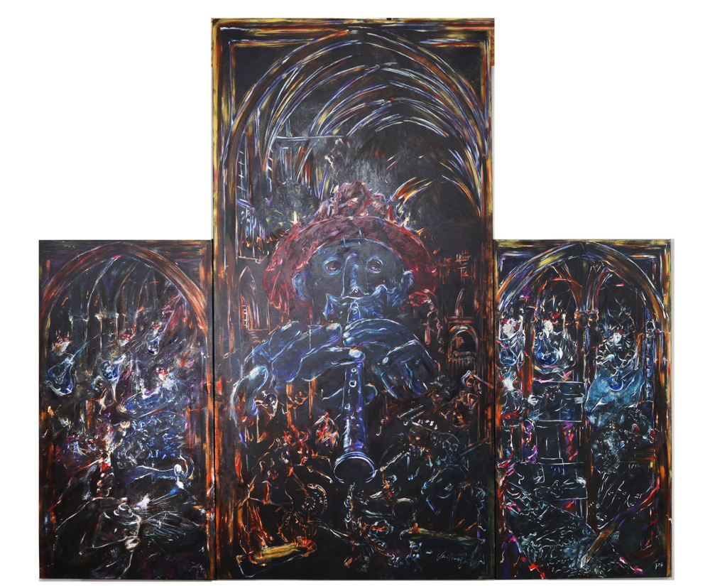 Joris VAN DE MOORTEL The 7 Sacraments/ Elements for a performance, the night, 2023-2024 Huile sur lin et cadre en bois de l’artiste Oil on linen and artist’s wooden frame 280 x 321 cm Joris VAN DE MOORTEL The 7 Sacraments/ Elements for a performance, the night, 2023-2024 Huile sur lin et cadre en bois de l’artiste Oil on linen and artist’s wooden frame 280 x 321 cm