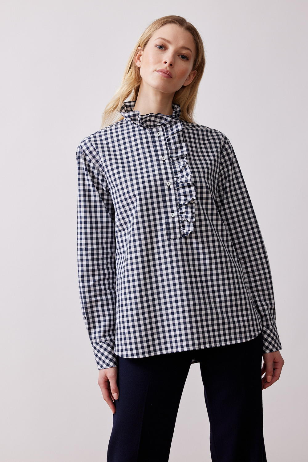 Mardi editions - SS23 - Blouse Clara Coton Vichy bleu marine (155€) (3)