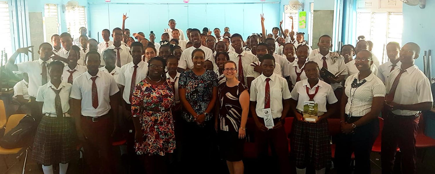 Advocacy team and students of the J.W. Catholic Secondary School © Abiola Sandiford