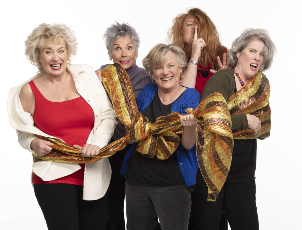 Barbara Pollard, Jill Daum, Robin Nichol, Deborah Williams, and Alison Kelly In Mom’s the Word: Talking Turkey / Photo by David Cooper
