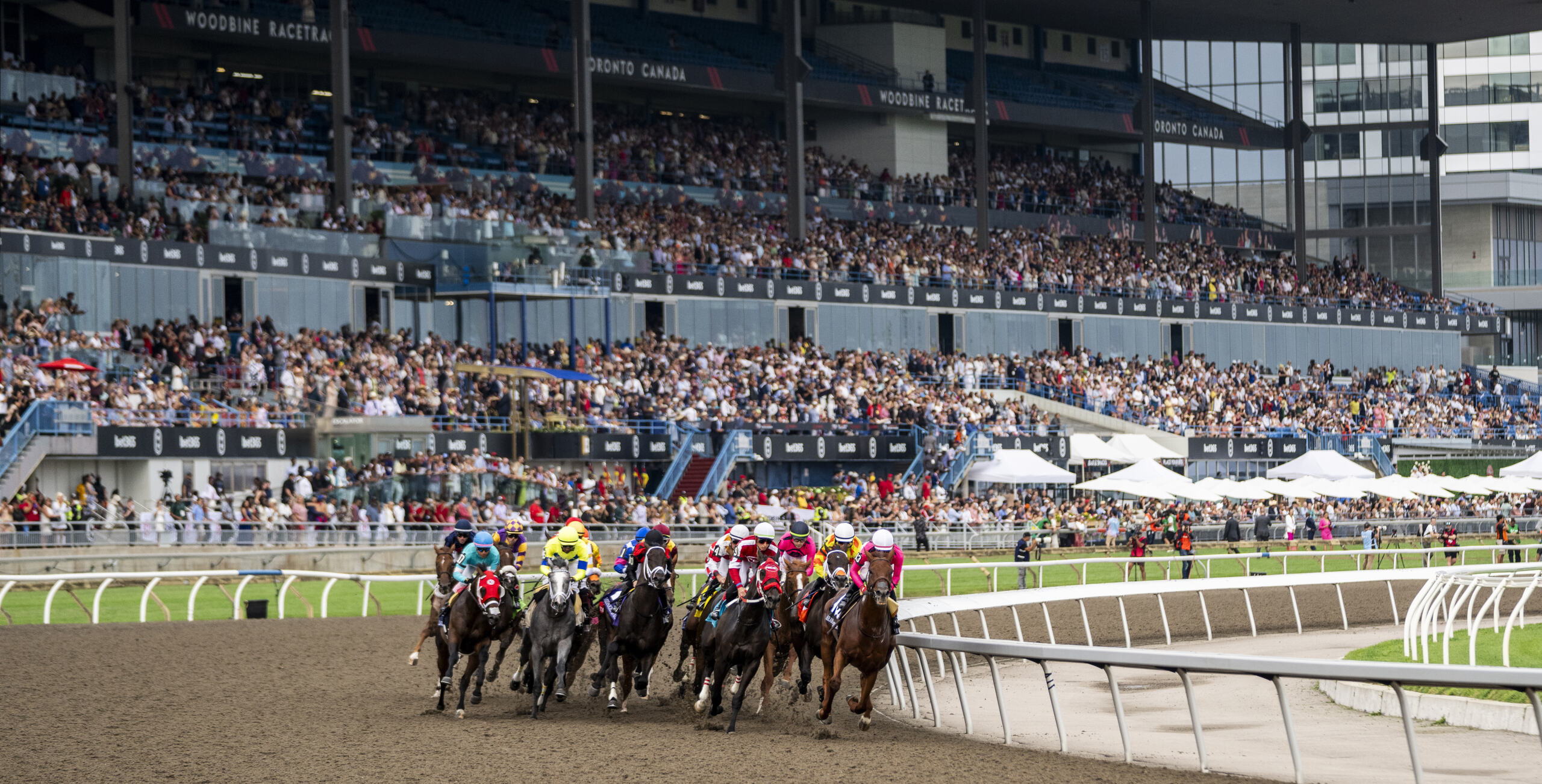 The field enters the first turn during the 2023 King's Plate. The 2024 Canadian Triple Crown will begin August 17 with the 165th running of The King's Plate. (Michael Burns Photo)