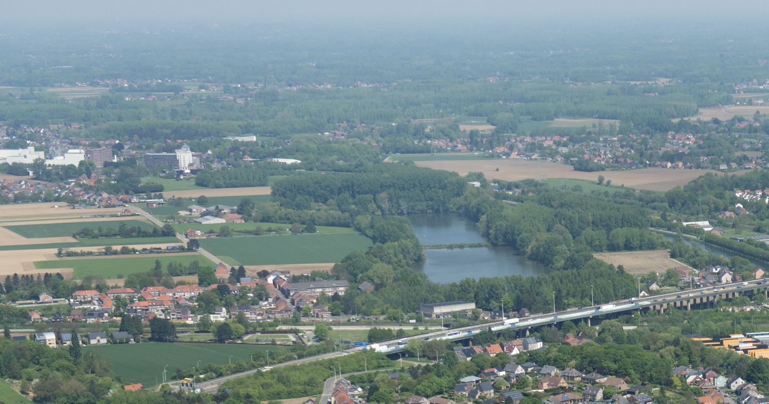 Luchtfoto van de vijvers van Bellefroid