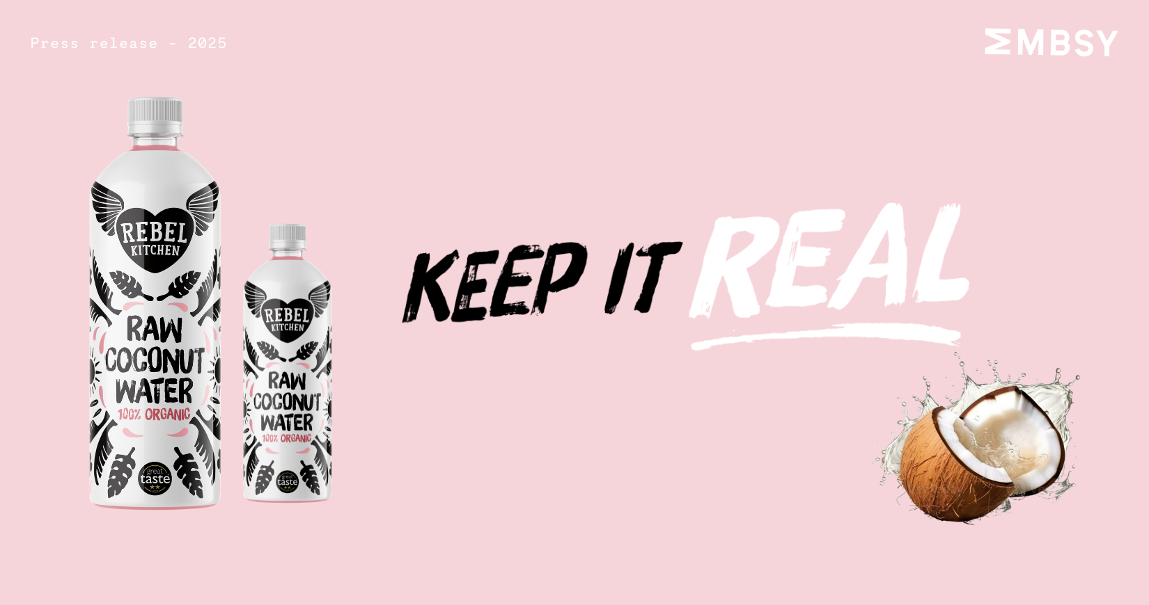 Verfris je dag met Rebel Kitchen’s Raw Coconut Water: 100% natuurlijk en rijk aan elektrolyten 