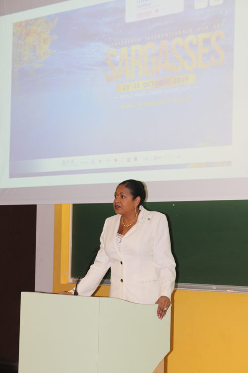 Opening Ceremony of the 1st International Conference on Sargassum at the University of Antilles (Day 1) in Guadeloupe. ACS Secretary General June Soomer.