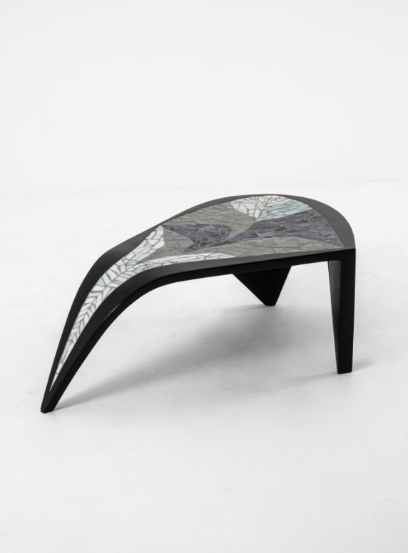 Freeform Tripod Coffee Table, 1986 by Valentine Schlegel at Galerie Yves Gastou. Image courtesy of Adrien Millot