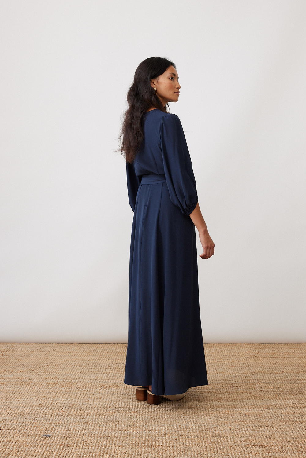 Mardi Editions -Robe Léa Soie Bleu marine2