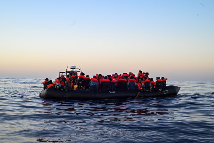 On December 4, at nightfall, the MSF team conducted the first rescue of rotation 20. 74 people were on board of an overcrowded rubber boat in distress in international waters off the Libyan coast. Everyone arrived safely aboard Geo Barents despite being weak after spending 15 hours at sea amid adverse weather conditions. Copyright - Candida Lobes/MSF