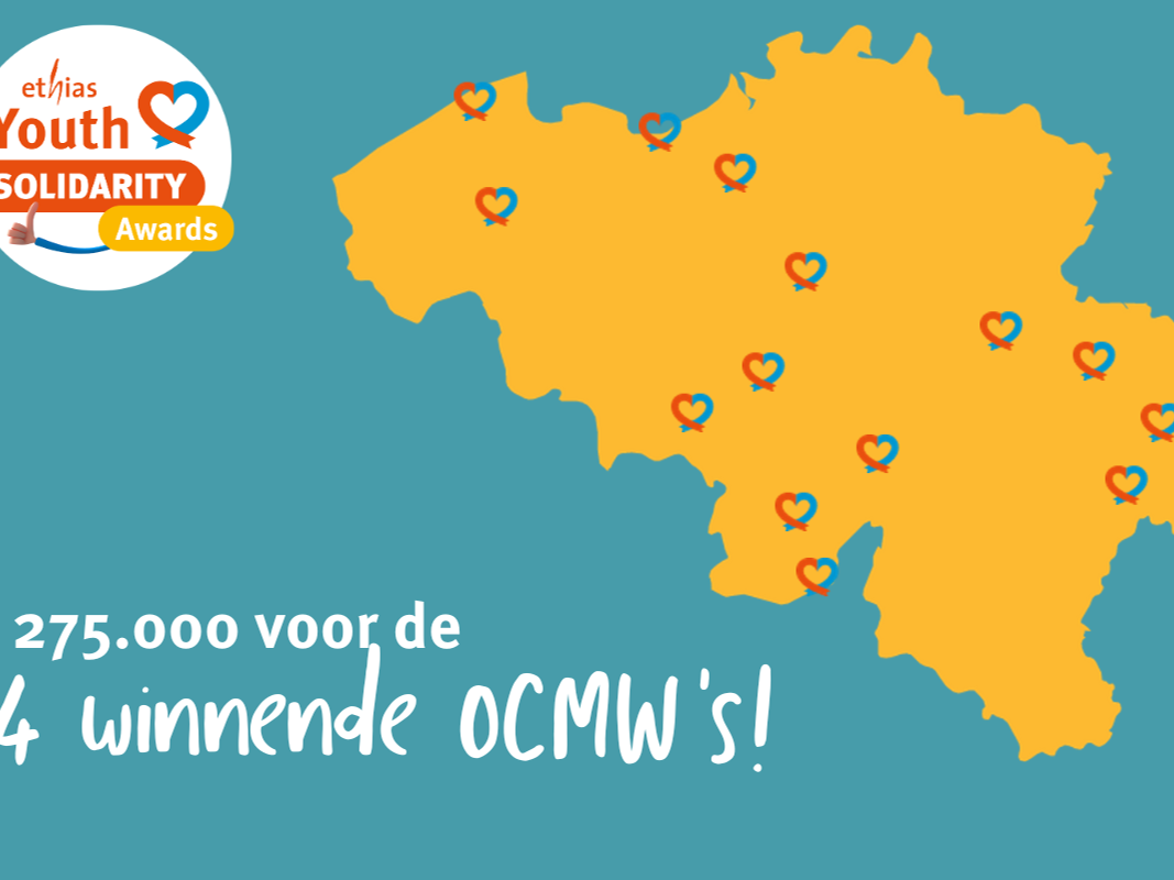 € 275.000 voor de 14 winnende OCMW’s in de tweede editie van de Ethias Youth Solidarity Awards!