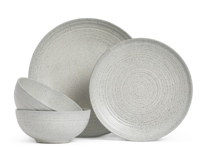 Habitat Nurture Textured Ripple 12pc Dinner Set - Ivory
