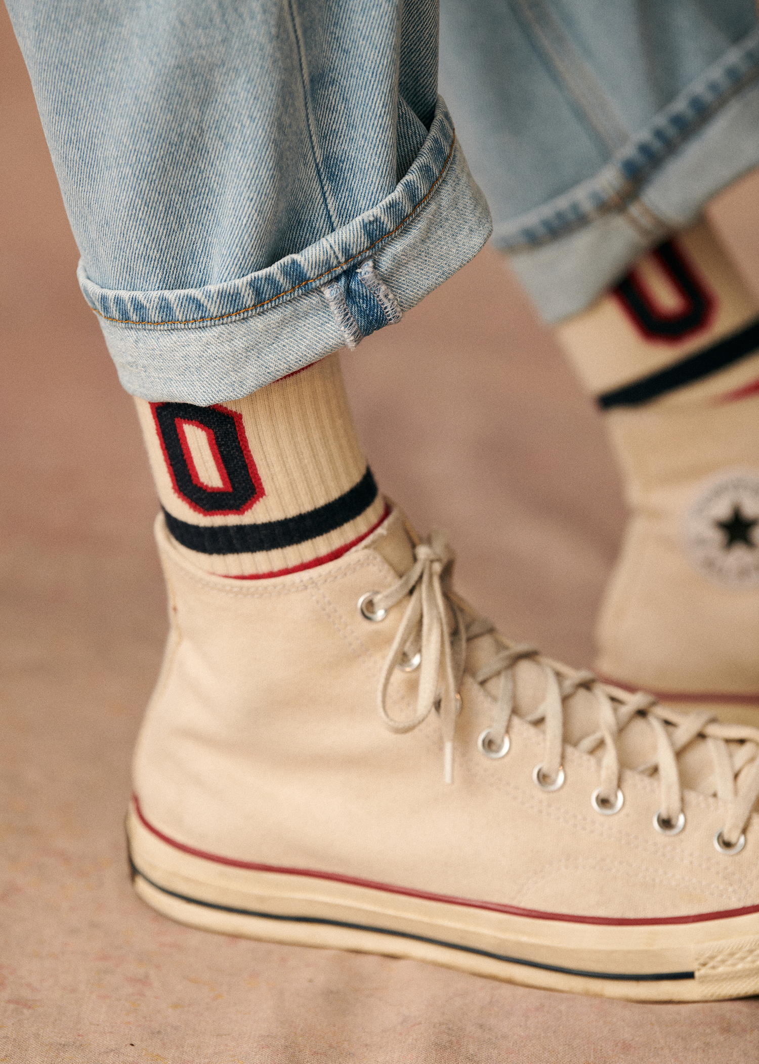 Octobre Editions - Chaussettes Eli Ecru Bleu Rouge