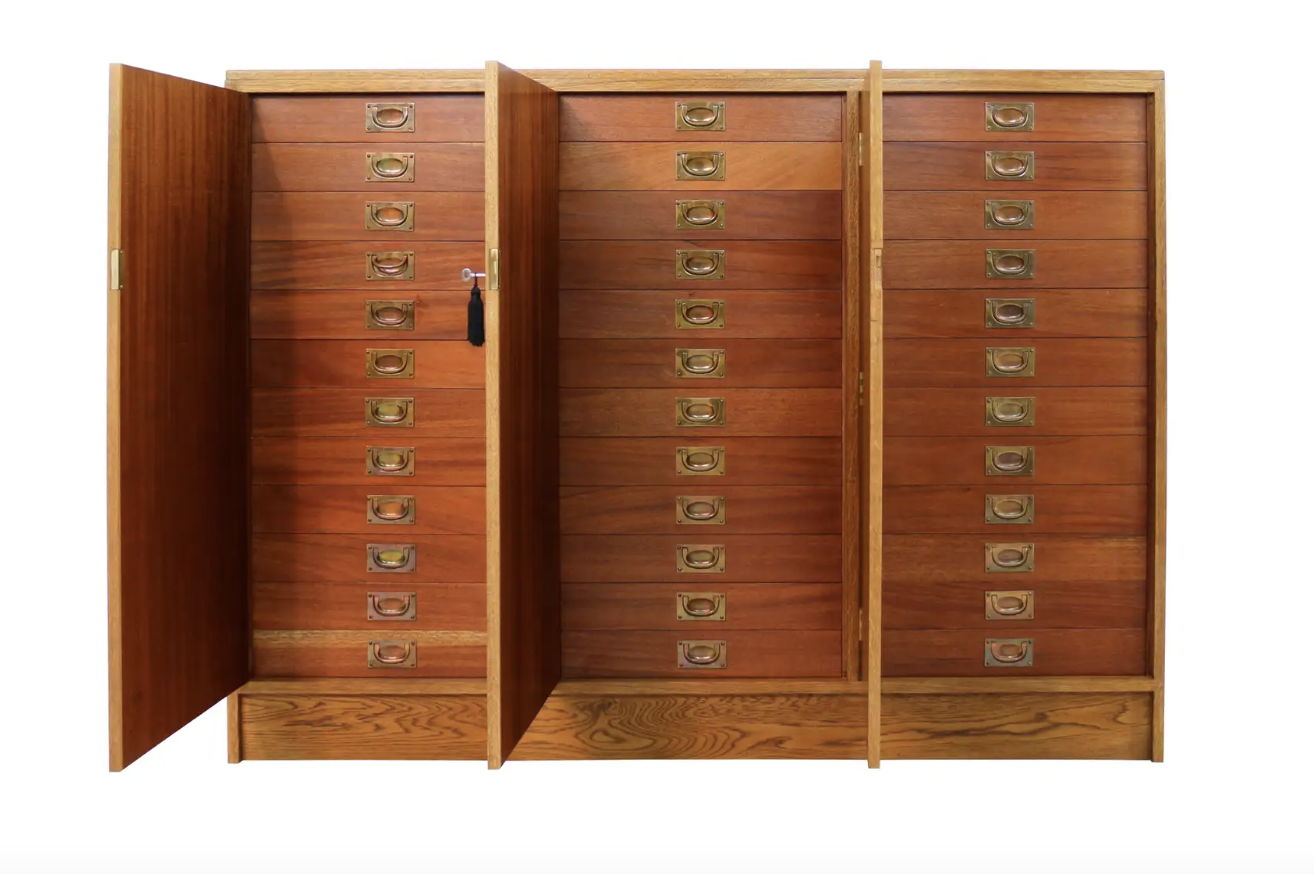 Oak and Mahogany 36-Drawer Museum Collector’s Cabinet, $5,160 I www.1stdibs.com