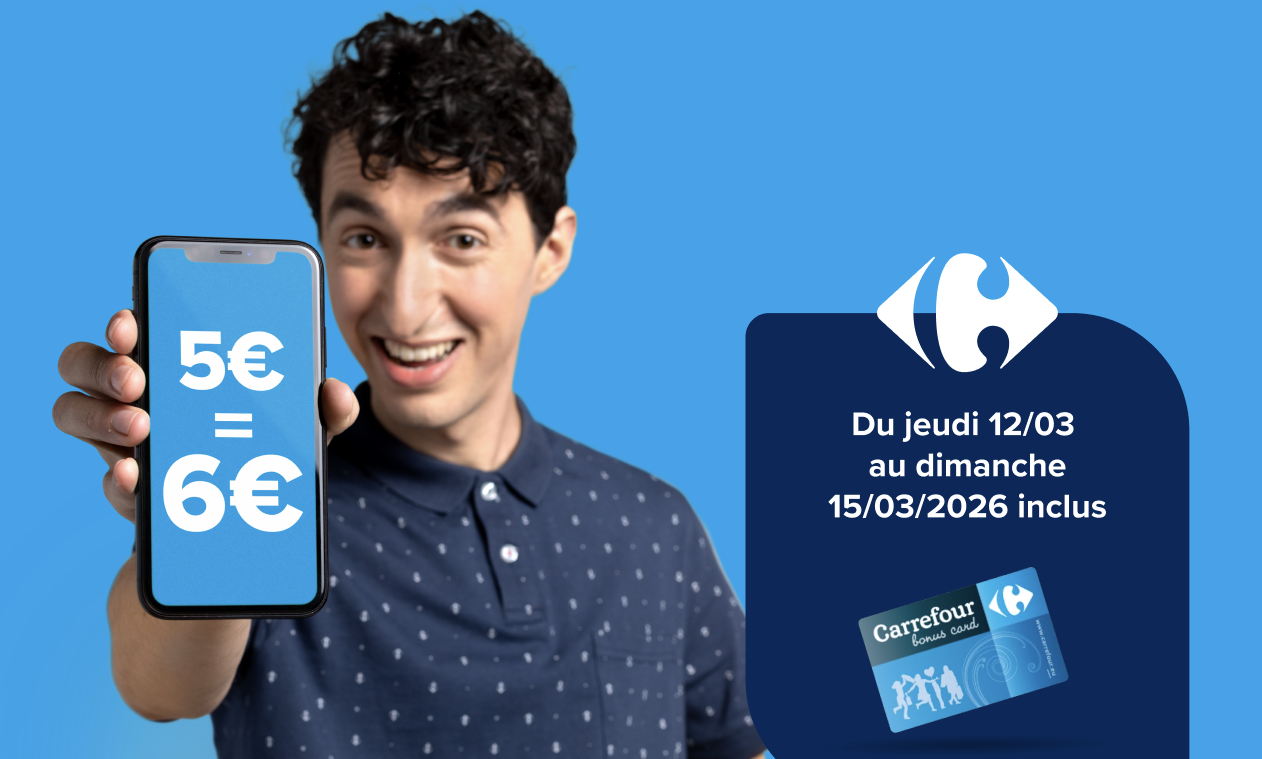 Coup de pouce en faveur du pouvoir d’achat : Carrefour Belgique augmente temporairement la valeur des chèques Bonus de 5 à 6 euros