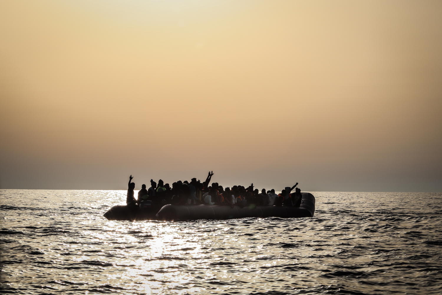 At the dawn of August 23, 2020, seawatch MSF teams rescued 97 people from an overcrowded rubber boat. The men, women & children in distress were spotted in international waters, some 30 nautical miles from Libya.
Copyright: Hannah Wallace Brown/MSF