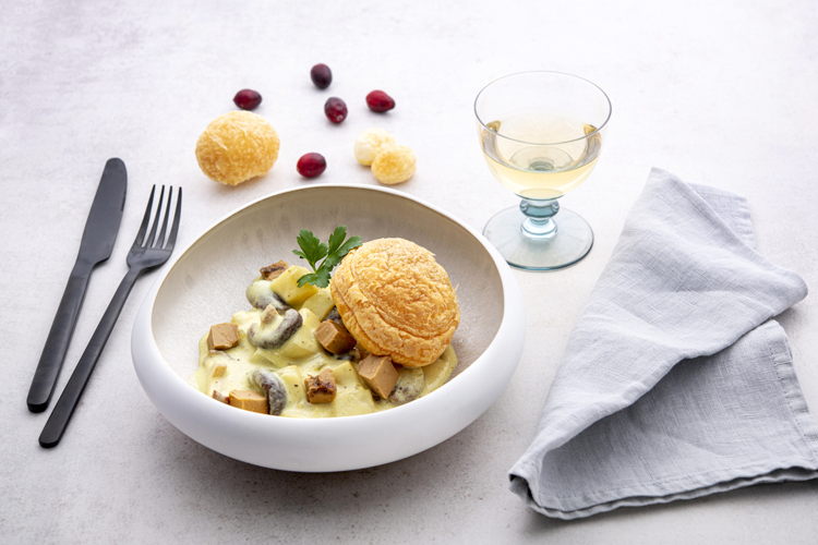 Vol au vent aux châtaignes, champignons et au Faux Gras® de GAIA aux canneberges