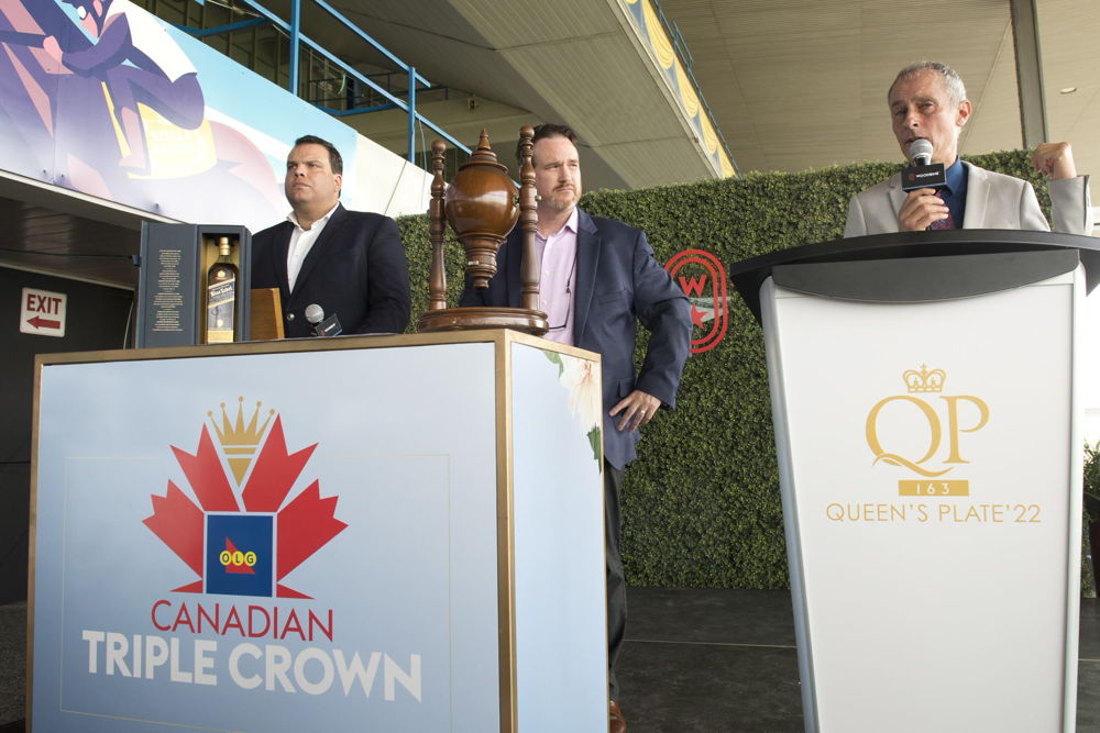 Robert Geller (right), Scott Lane (centre, Racing Secretary), Tim Lawson (left, Director of Racing). (Michael Burns Photo)
