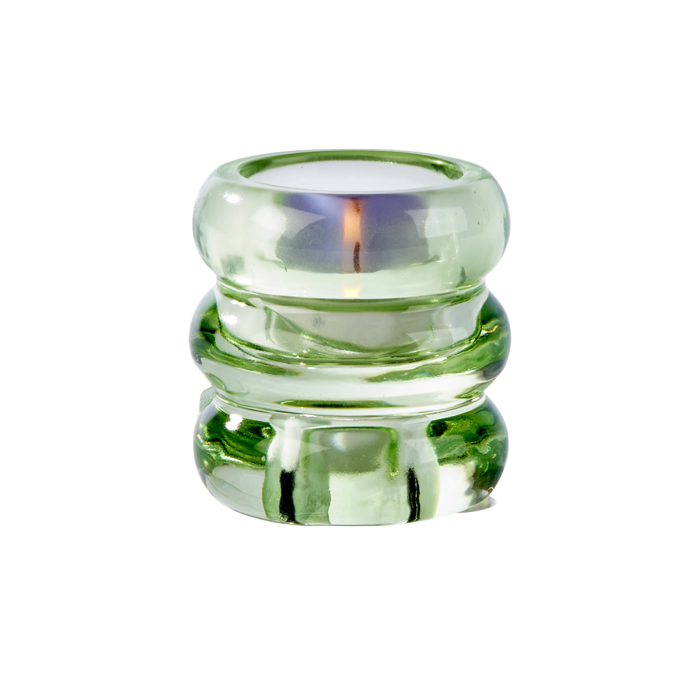 BULKI CANDLESTICK GREEN_Ø6,5x6,8cmH_Glass_€3,95