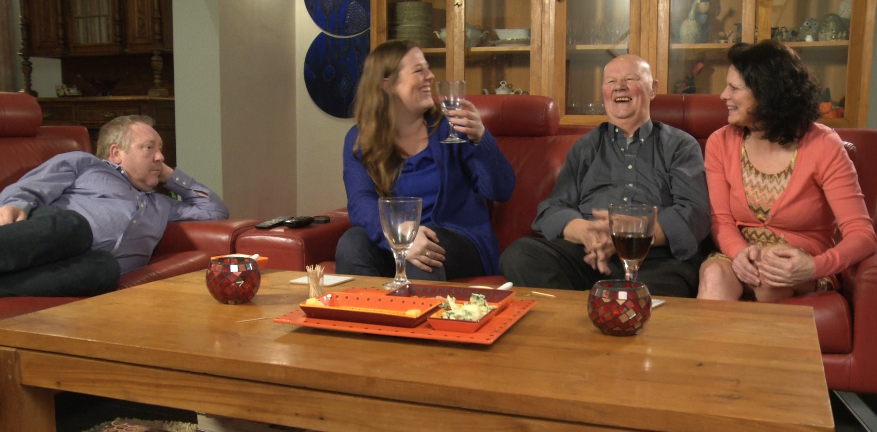 Cynthia, vader Baba,  dochter Eva en man Dré