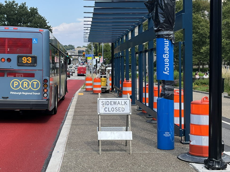 New station frame recently installed at Schenley Plaza