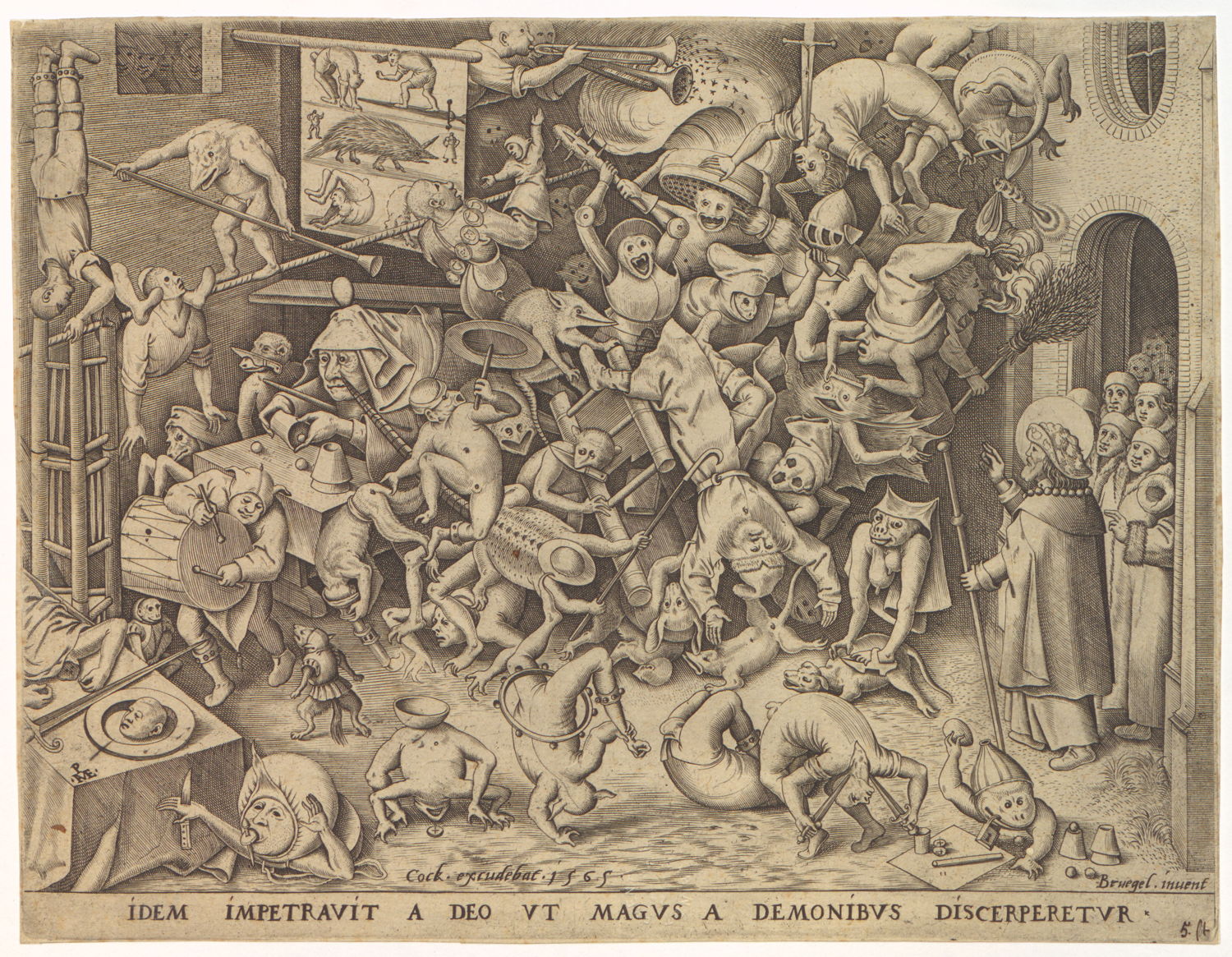 Pieter van der Heyden, naar Pieter Bruegel I, De val van de magiër Hermogenes