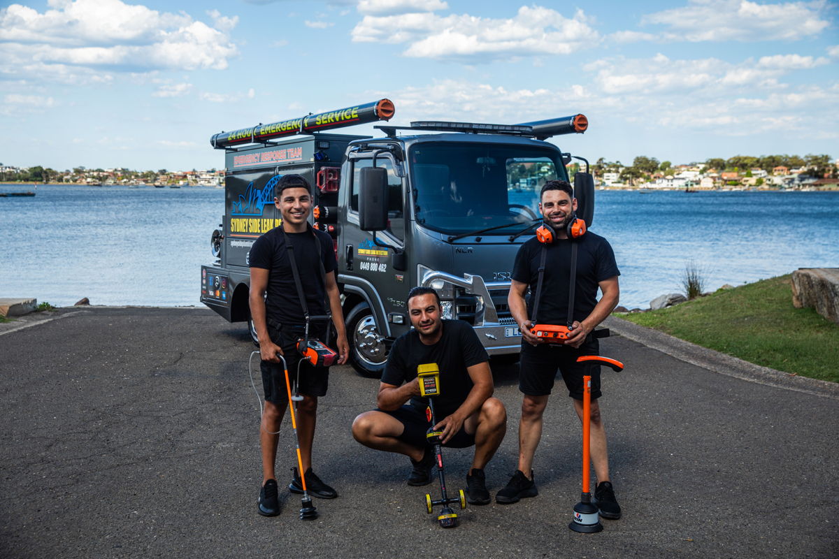 Abdul Mourad (left), subcontractor Mohammad (centre) & business owner Mohammad Mourad (right) are equipped to tackle Sydney's plumbing and leak emergencies