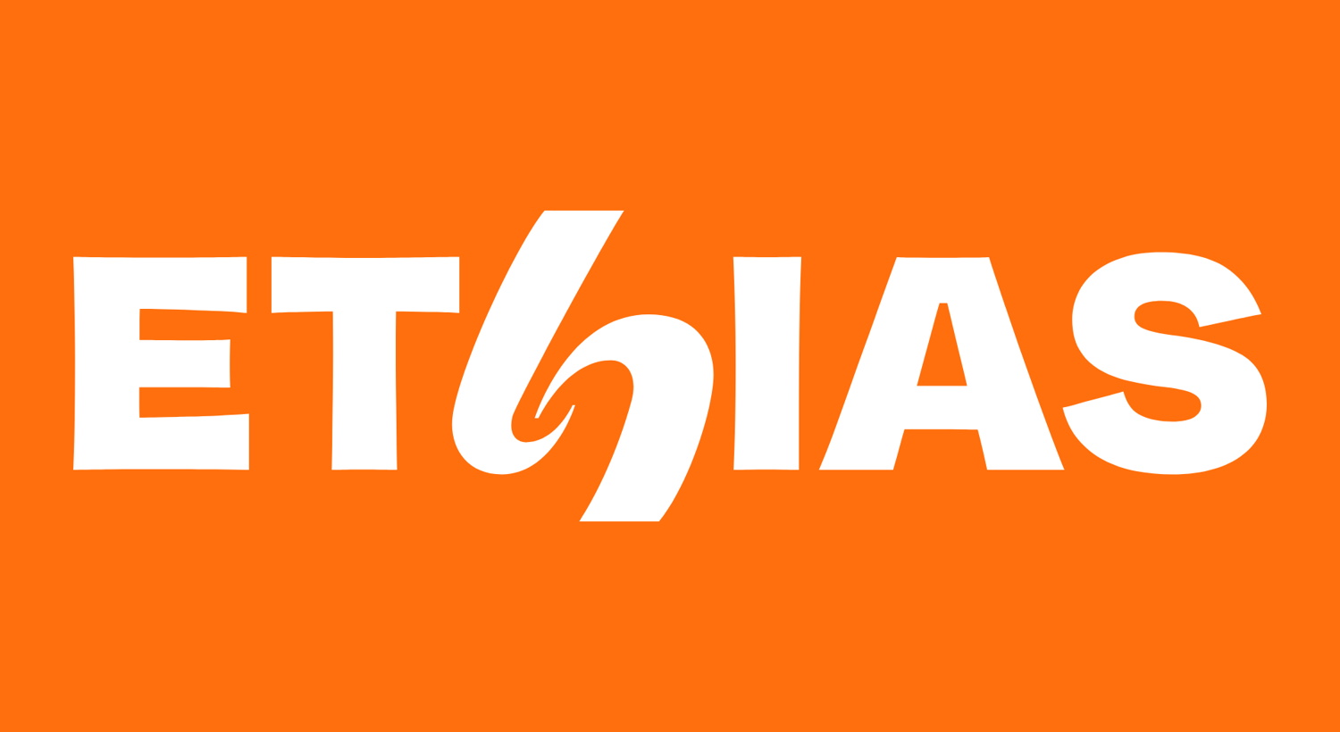 Ethias logo blanc sur fond orange / Ethias-logo in het wit op oranje achtergrond