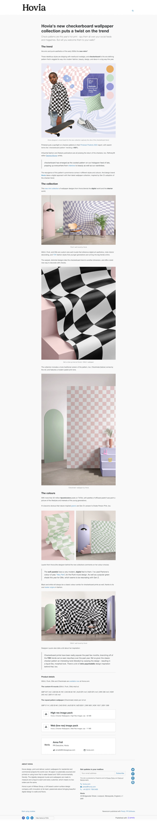 Hovia's new checkerboard wallpaper collection puts a twist on the trend