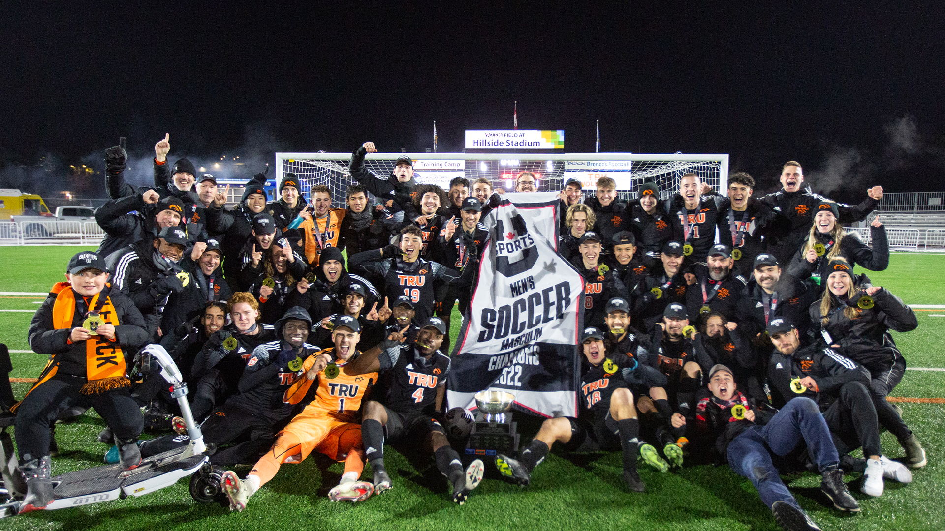 TRU WolfPack Celebrate their 2022 U SPORTS National Championship - Photo by Andrew Snucins
