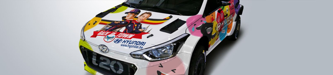 Thierry Neuville et Nicolas Gilsoul choisissent le dessin-emoji comme décoration de leur voiture de rallye.