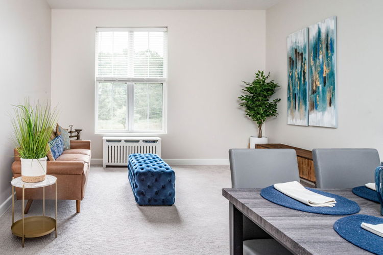 Apartment living area at Thrive at Montvale