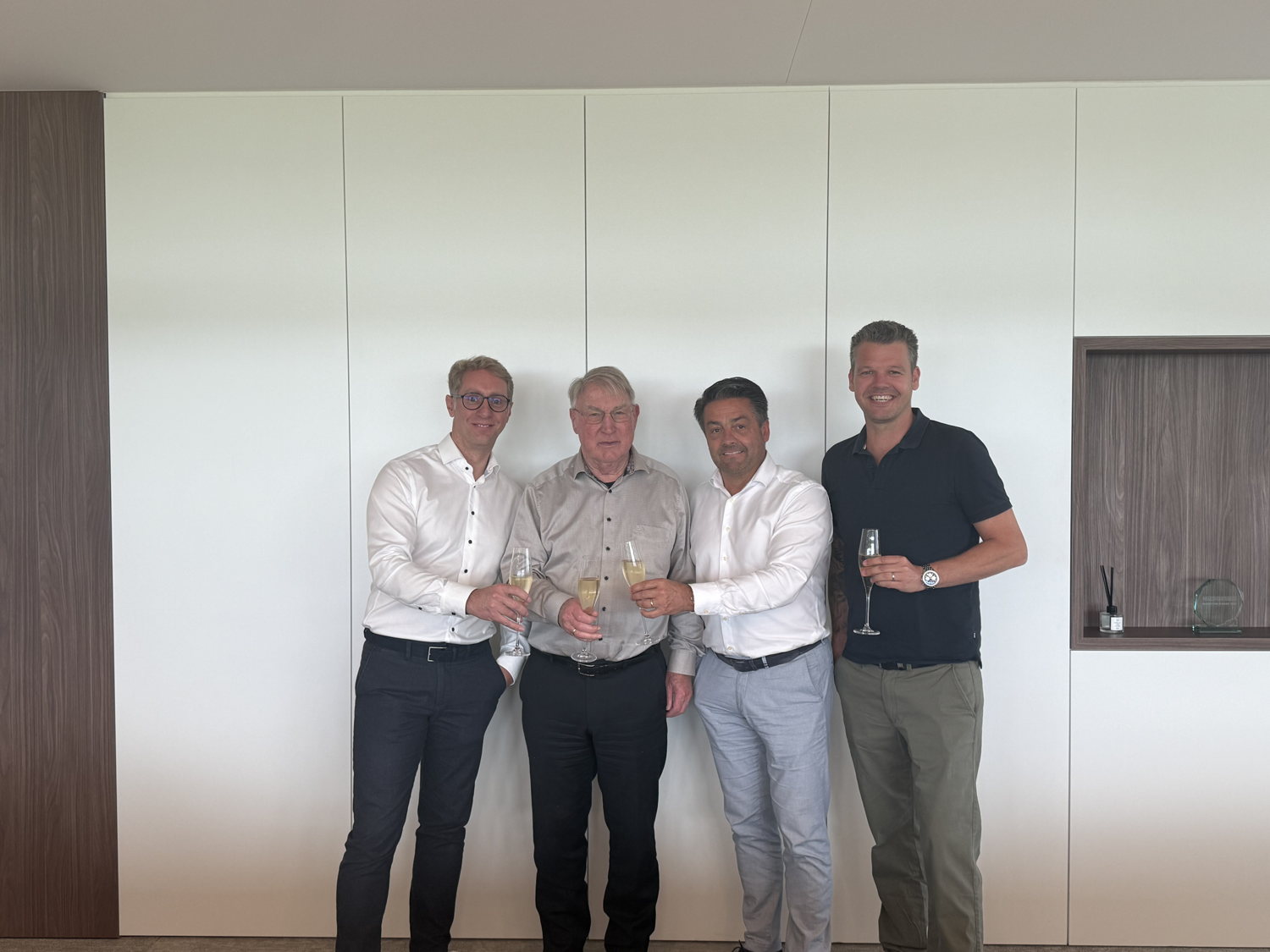 V.l.n.r. Len Vandekerckhove - Intermat, Franciscus Brinkmann - VIP Scaffolding, Tom Verhulst - Intermat, Wesley Heylen - TD-S.