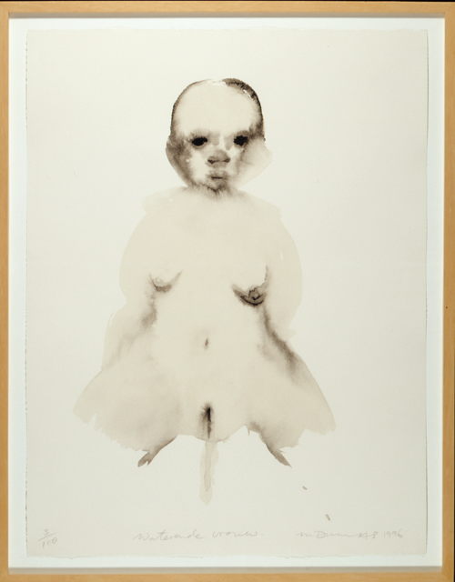 Marlene Dumas, Waterende vrouw, 1996, drukinkt op papier, 65,5 x 50,0 x 73,0 x 57,5 cm, Collectie Stedelijk Museum Schiedam. Schenking NOG Collectie/Stichting Beheer SNS REAAL