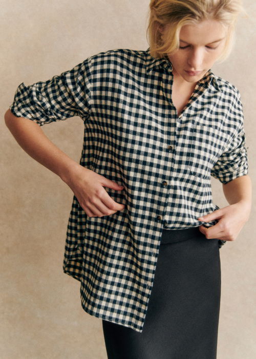 Sézane - Chemise MAX Carreaux noir ecru - 100€