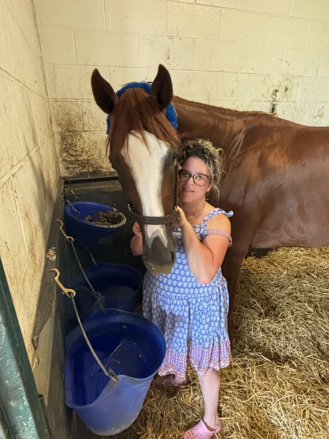 Dresden Row and groom Laura Delorey on the Woodbine Backstretch