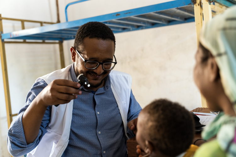 Dr Ahmed Omer Aljack (MSF) says, “the majority of patients here are women, children and elders who need medical assistance. Many cases are results of hygiene issues”. Copyright - Ala Kheir