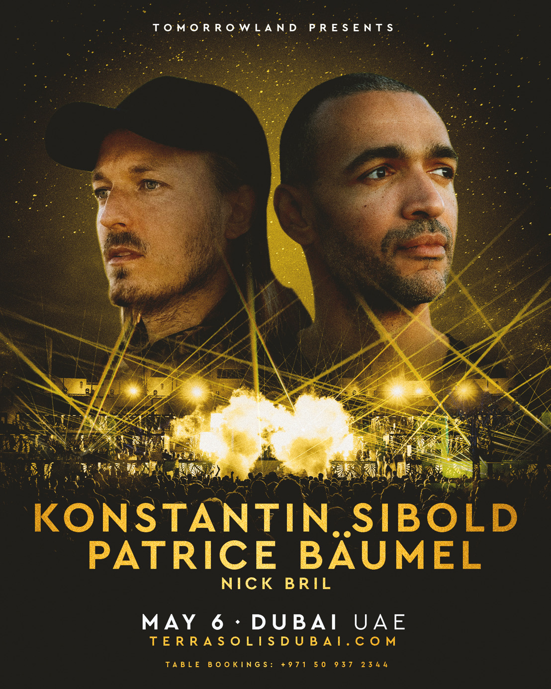 Konstantin Sibold and Patrice Bäumel prepare to illuminate the dunes at Terra Solis Dubai